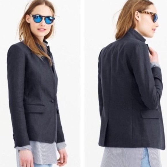 J. Crew Regent Blazer Linen Navy Blue